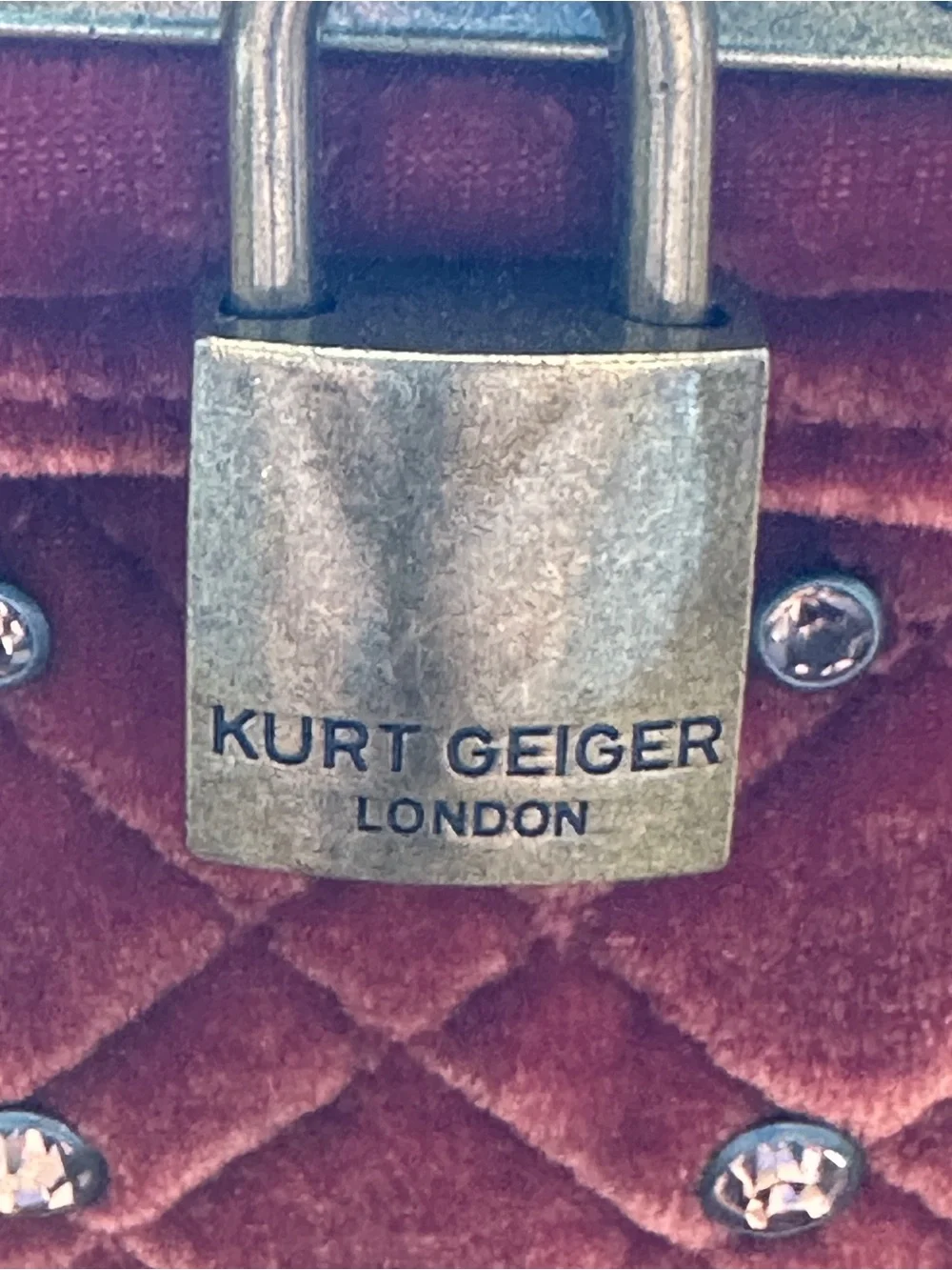 Kurt Geiger‎ Crossbody Bag Orange Velvet Mini Brixton Quilted Studded Luxury